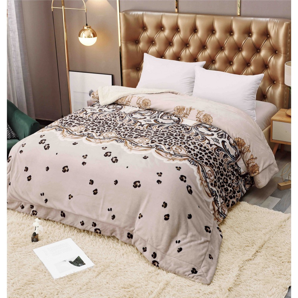 Patura Cocolino Groasa Dubla, Super Soft, cu Blanita, Pufoasa, 200 x 230 cm, Multicolor, JFP-9