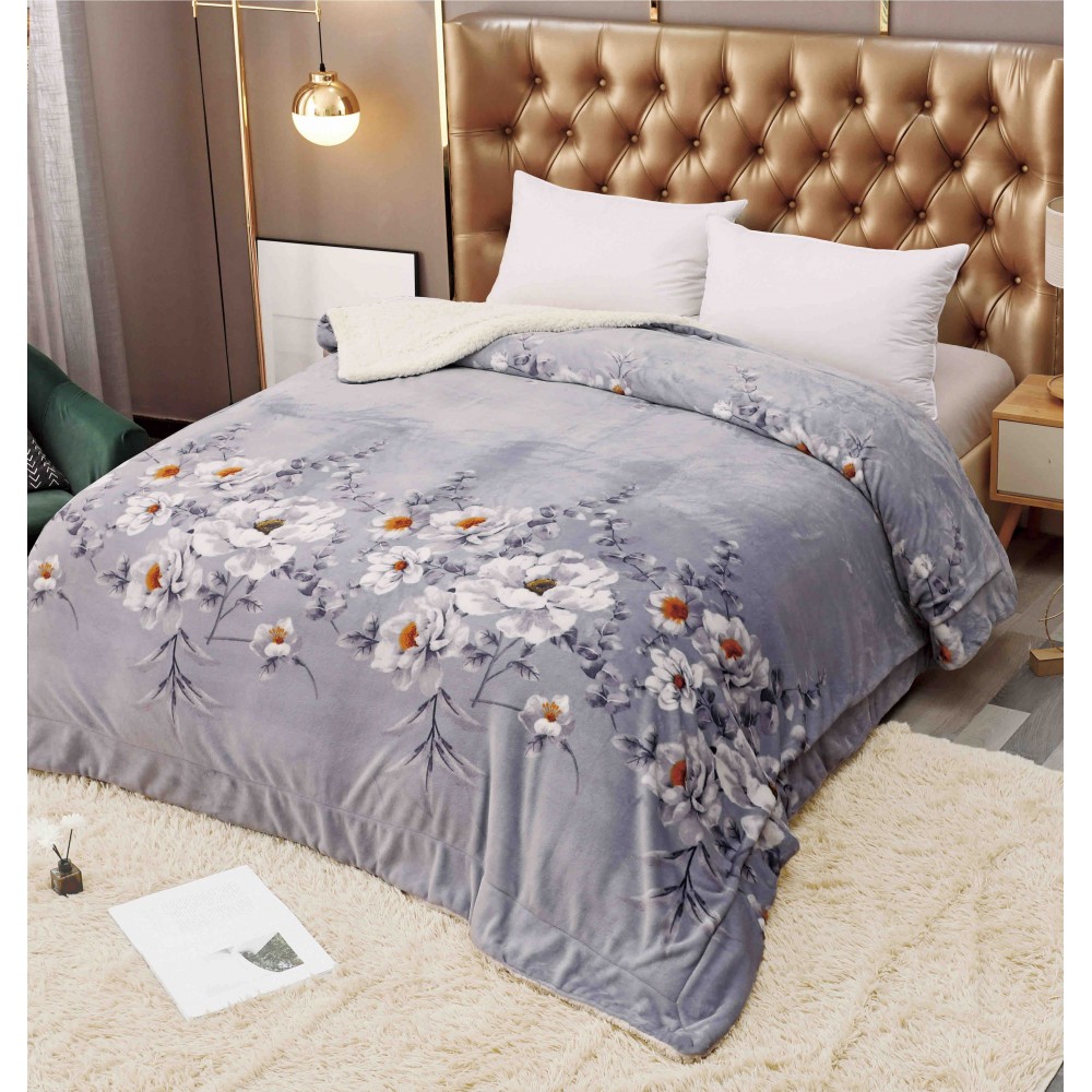 Patura Cocolino Groasa Dubla, Super Soft, cu Blanita, Pufoasa, 200 x 230 cm, Multicolor, JFP-12