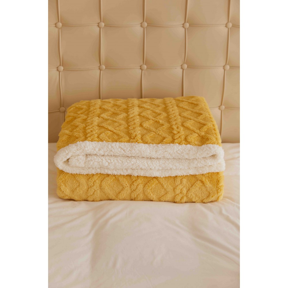 Patura Cocolino Groasa Dubla, Super Soft, cu Blanita, Pufoasa, 200 x 230 cm, Multicolor, JFP-17