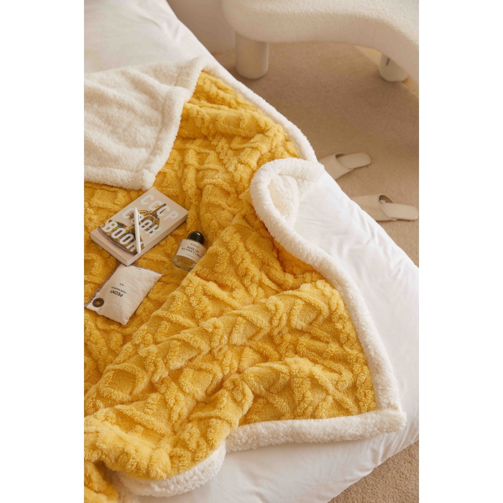 Patura Cocolino Groasa Dubla, Super Soft, cu Blanita, Pufoasa, 200 x 230 cm, Multicolor, JFP-17