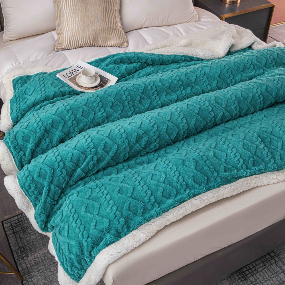 Patura Cocolino Groasa Dubla, Super Soft, cu Blanita, Pufoasa, 200 x 230 cm, Multicolor, JFP-18