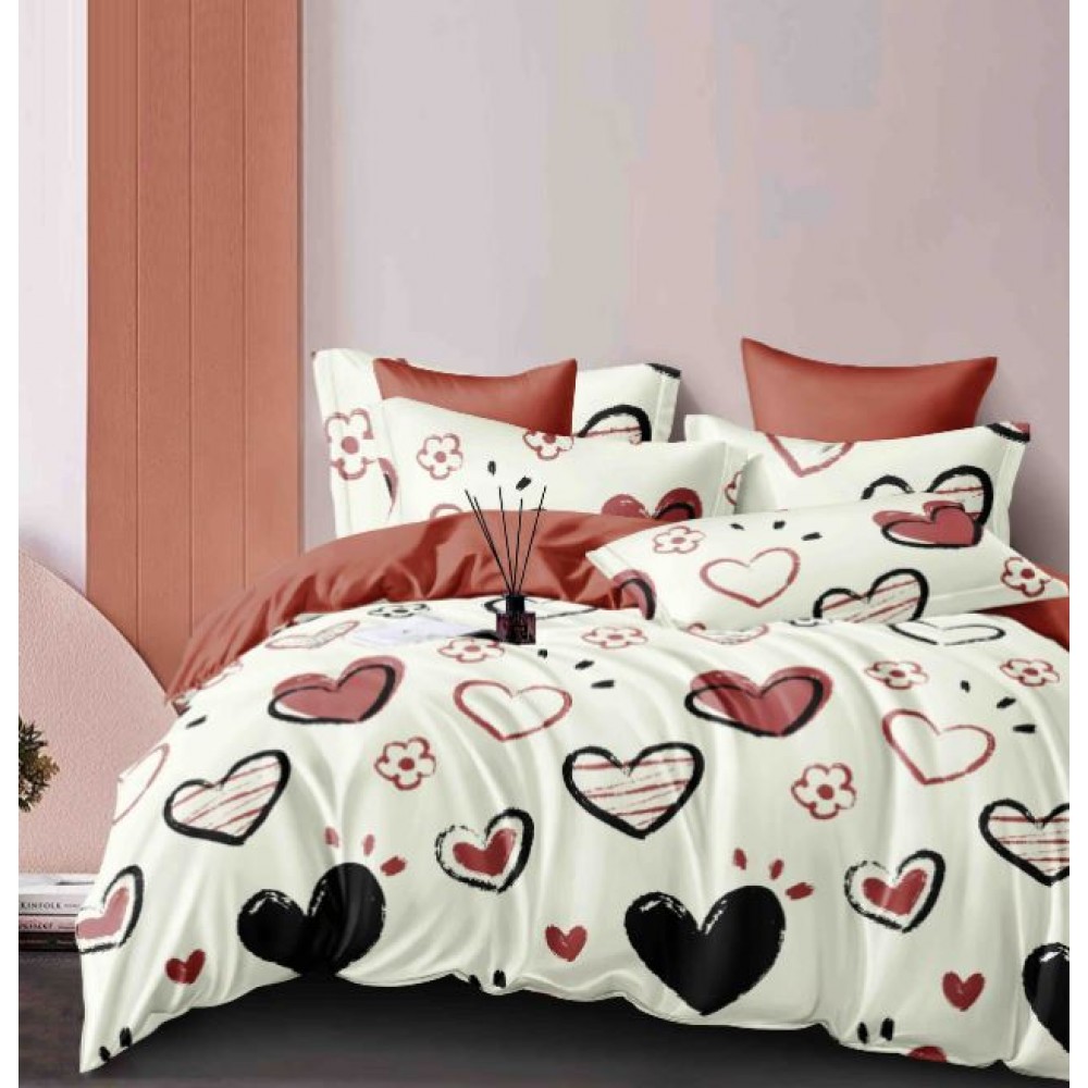 Set Lenjerie Eleganta 6 piese cu elastic din Bumbac Finet, Cearceaf de pat 180x200cm, Pat 2 Persoane, LJ-01