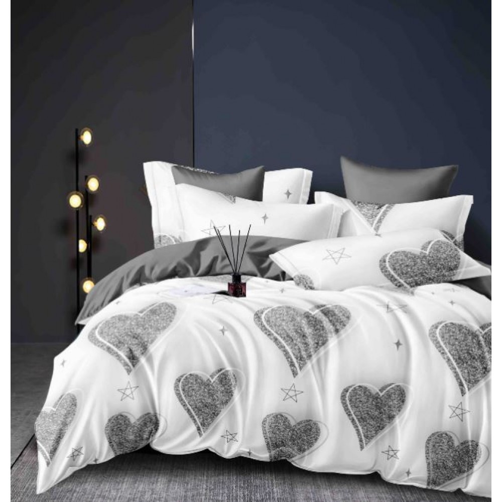 Set Lenjerie Eleganta 6 piese cu elastic din Bumbac Finet, Cearceaf de pat 180x200cm, Pat 2 Persoane, LJ-03
