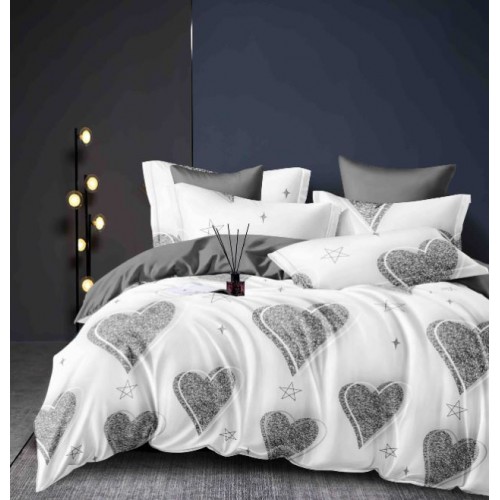 Set Lenjerie Eleganta 6 piese cu elastic din Bumbac Finet, Cearceaf de pat 180x200cm, Pat 2 Persoane, LJ-03
