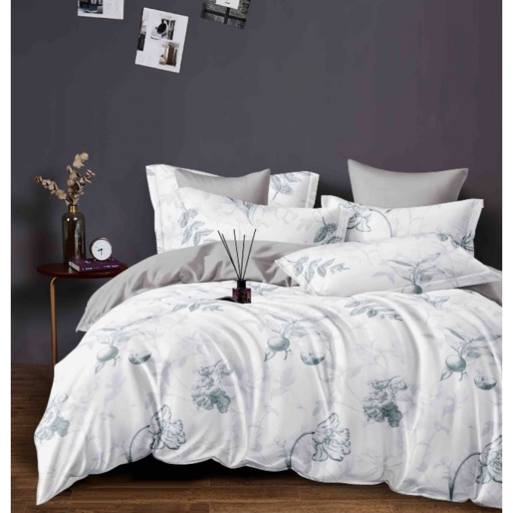 Set Lenjerie Eleganta 6 piese cu elastic din Bumbac Finet, Cearceaf de pat 180x200cm, Pat 2 Persoane, LJ-04