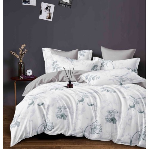 Set Lenjerie Eleganta 6 piese cu elastic din Bumbac Finet, Cearceaf de pat 180x200cm, Pat 2 Persoane, LJ-04