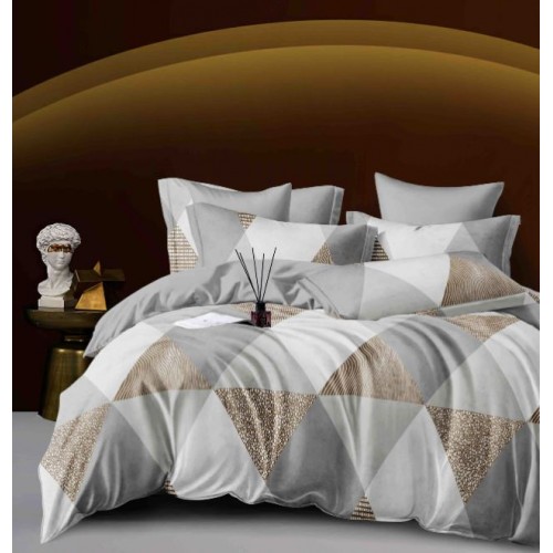Set Lenjerie Eleganta 6 piese cu elastic din Bumbac Finet, Cearceaf de pat 180x200cm, Pat 2 Persoane, LJ-06
