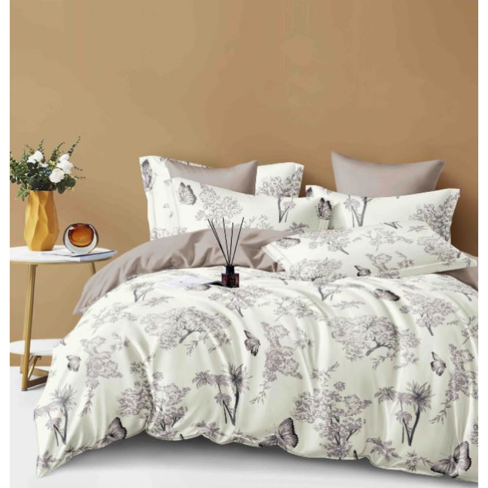 Set Lenjerie Eleganta 6 piese cu elastic din Bumbac Finet, Cearceaf de pat 180x200cm, Pat 2 Persoane, LJ-07