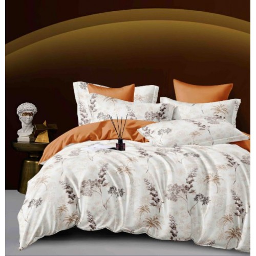 Set Lenjerie Eleganta 6 piese cu elastic din Bumbac Finet, Cearceaf de pat 180x200cm, Pat 2 Persoane, LJ-08