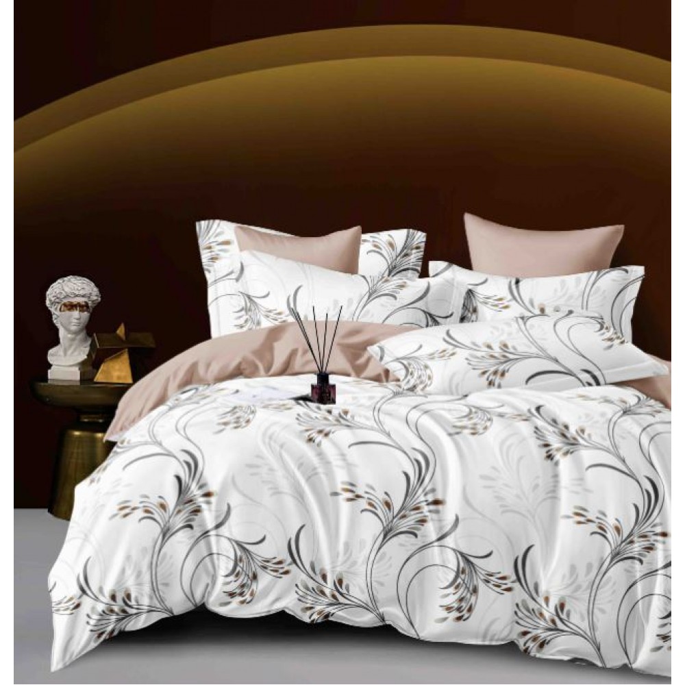 Set Lenjerie Eleganta 6 piese cu elastic din Bumbac Finet, Cearceaf de pat 180x200cm, Pat 2 Persoane, LJ-09