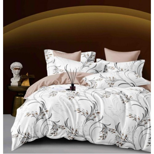 Set Lenjerie Eleganta 6 piese cu elastic din Bumbac Finet, Cearceaf de pat 180x200cm, Pat 2 Persoane, LJ-09