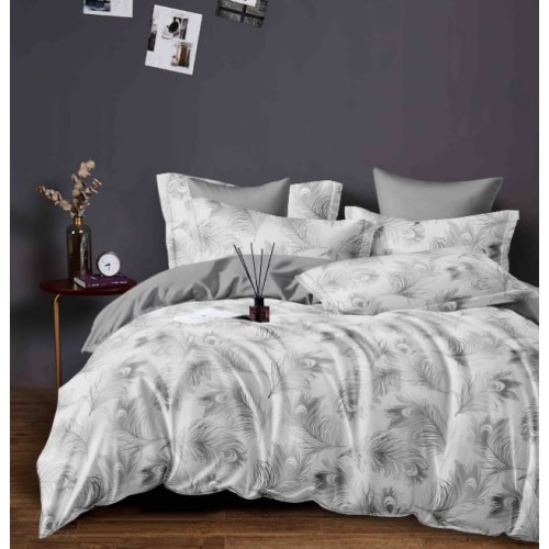 Set Lenjerie Eleganta 6 piese cu elastic din Bumbac Finet, Cearceaf de pat 180x200cm, Pat 2 Persoane, LJ-11