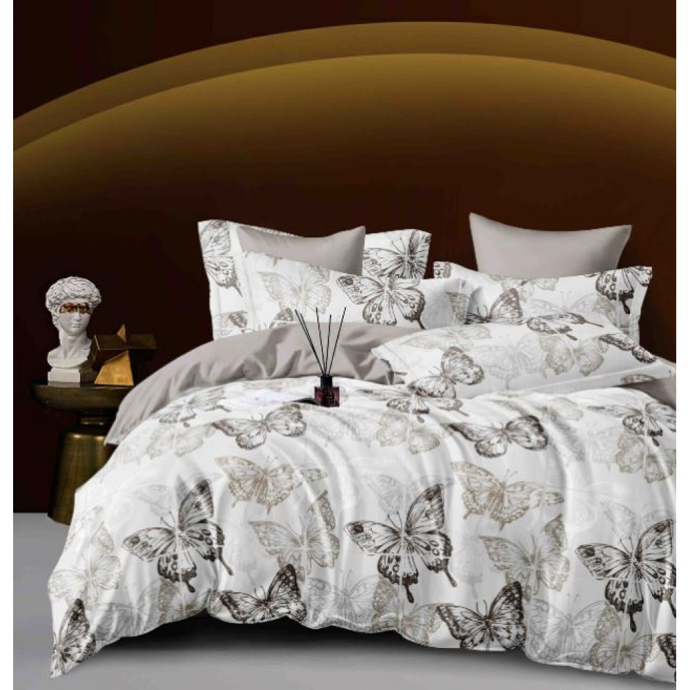 Set Lenjerie Eleganta 6 piese cu elastic din Bumbac Finet, Cearceaf de pat 180x200cm, Pat 2 Persoane, LJ-12