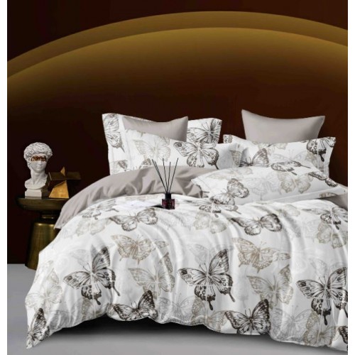 Set Lenjerie Eleganta 6 piese cu elastic din Bumbac Finet, Cearceaf de pat 180x200cm, Pat 2 Persoane, LJ-12
