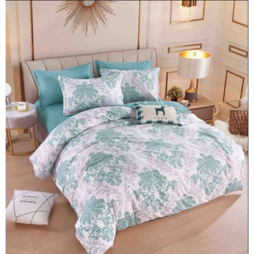 Set Lenjerie Eleganta 6 piese cu elastic din Bumbac Finet, Cearceaf de pat 180x200cm, Pat 2 Persoane, LJ-32