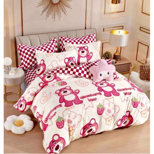 Set Lenjerie Eleganta 6 piese cu elastic din Bumbac Finet, Cearceaf de pat 180x200cm, Pat 2 Persoane, LJ-34