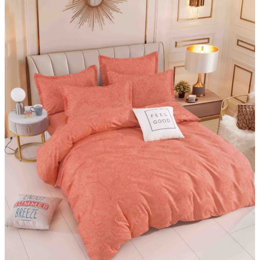 Set Lenjerie Eleganta 6 piese cu elastic din Bumbac Finet, Cearceaf de pat 180x200cm, Pat 2 Persoane, LJ-37