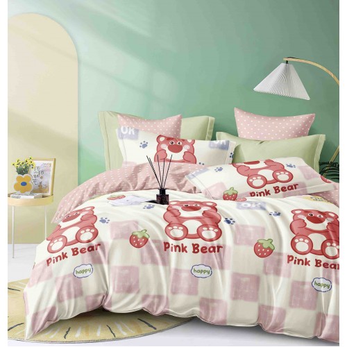 Set Lenjerie Eleganta 6 piese cu elastic din Bumbac Finet, Cearceaf de pat 180x200cm, Pat 2 Persoane, LJ-40