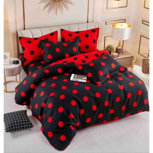 Set Lenjerie Eleganta 6 piese cu elastic din Bumbac Finet, Cearceaf de pat 180x200cm, Pat 2 Persoane, LJ-44