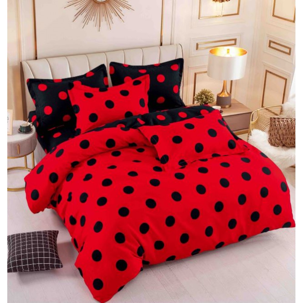 Set Lenjerie Eleganta 6 piese cu elastic din Bumbac Finet, Cearceaf de pat 180x200cm, Pat 2 Persoane, LJ-49
