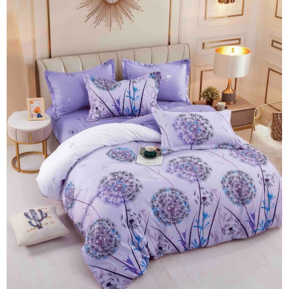 Set Lenjerie Eleganta 6 piese cu elastic din Bumbac Finet, Cearceaf de pat 180x200cm, Pat 2 Persoane, LJ-51
