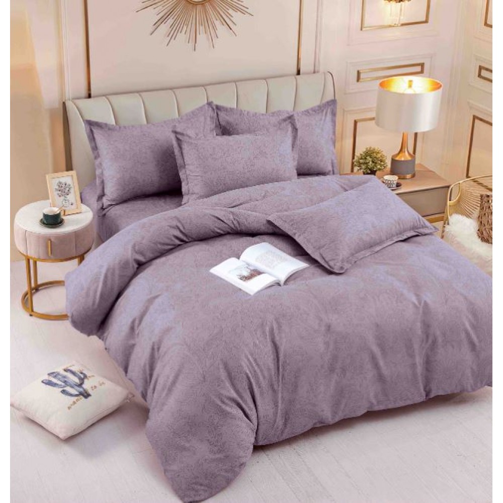 Set Lenjerie Eleganta 6 piese cu elastic din Bumbac Finet, Cearceaf de pat 180x200cm, Pat 2 Persoane, LJ-52