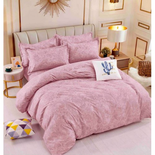 Set Lenjerie Eleganta 6 piese cu elastic din Bumbac Finet, Cearceaf de pat 180x200cm, Pat 2 Persoane, LJ-55