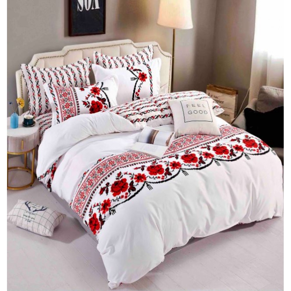 Set Lenjerie Eleganta 6 piese cu elastic din Bumbac Finet, Cearceaf de pat 180x200cm, Pat 2 Persoane, LJ-62