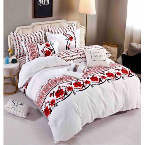 Set Lenjerie Eleganta 6 piese cu elastic din Bumbac Finet, Cearceaf de pat 180x200cm, Pat 2 Persoane, LJ-62