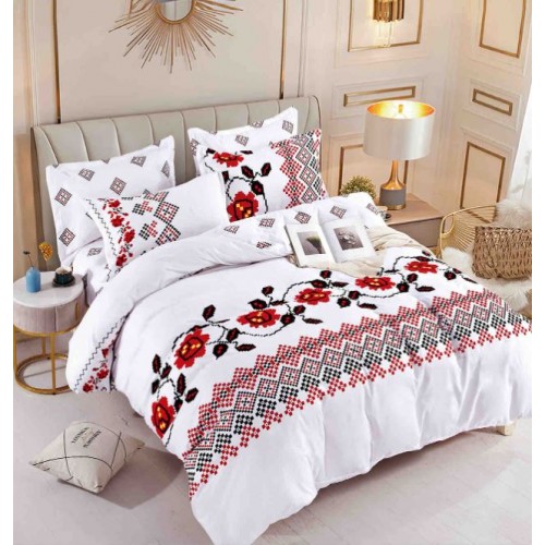 Set Lenjerie Eleganta 6 piese cu elastic din Bumbac Finet, Cearceaf de pat 180x200cm, Pat 2 Persoane, LJ-65
