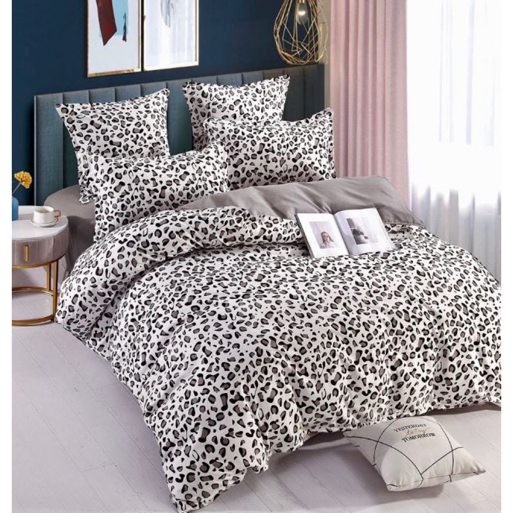 Set Lenjerie Eleganta 6 piese cu elastic din Bumbac Finet, Cearceaf de pat 180x200cm, Pat 2 Persoane, LJ-73