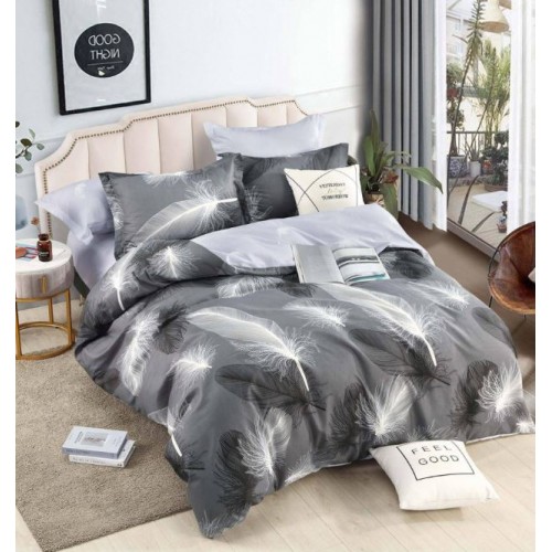 Set Lenjerie Eleganta 6 piese cu elastic din Bumbac Finet, Cearceaf de pat 180x200cm, Pat 2 Persoane, LJ-77