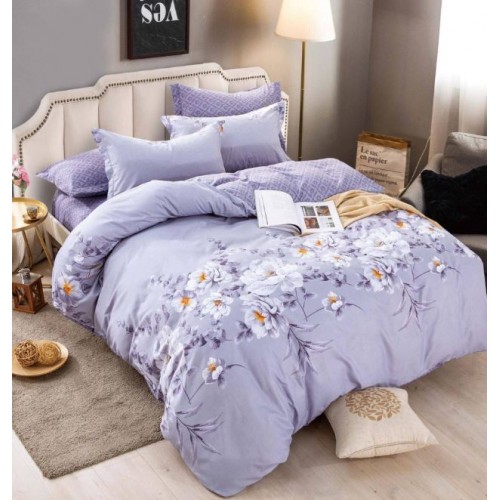 Set Lenjerie Eleganta 6 piese cu elastic din Bumbac Finet, Cearceaf de pat 180x200cm, Pat 2 Persoane, LJ-78