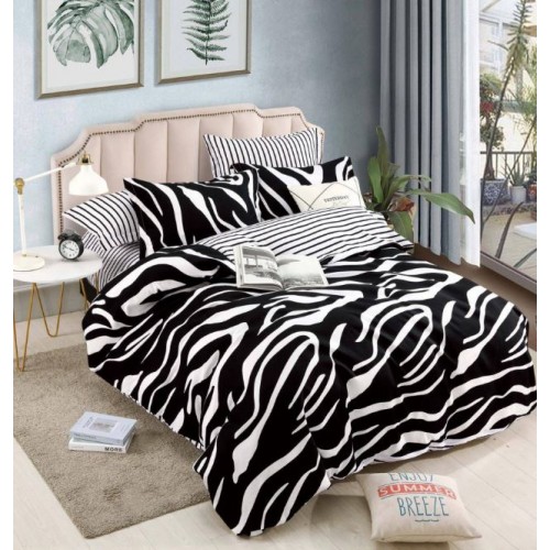 Set Lenjerie Eleganta 6 piese cu elastic din Bumbac Finet, Cearceaf de pat 180x200cm, Pat 2 Persoane, LJ-80