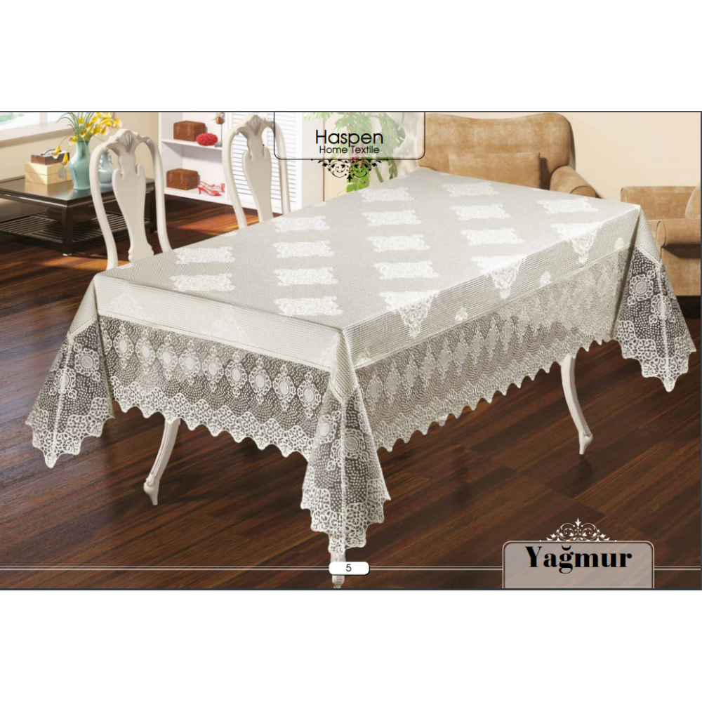Fata de masa Lux YAGMUR cu Dantela si Catifea, 160x220cm, FT-05