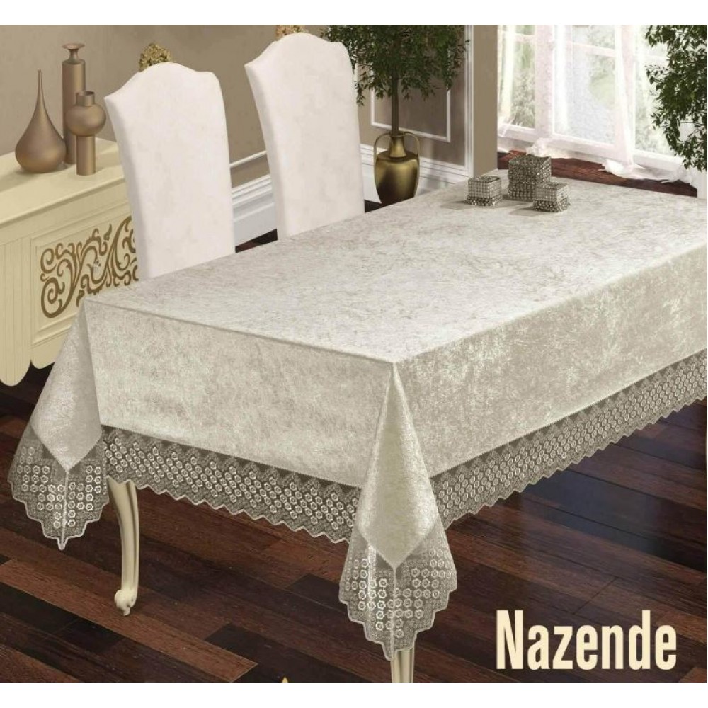 Fata de masa Lux NAZENDE cu Dantela si Catifea, 160x220cm, FT-07