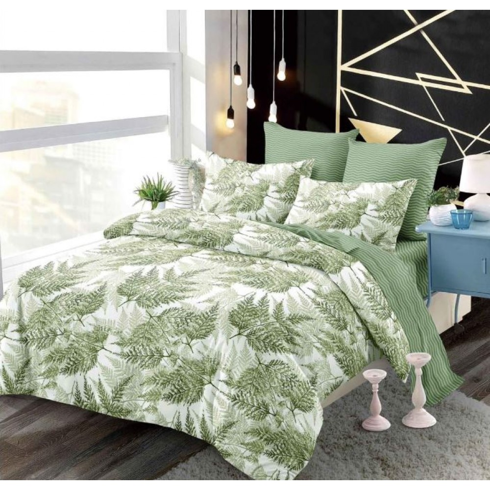 Set Lenjerie Eleganta 6 piese cu elastic din Bumbac Finet, Cearceaf de pat 180x200cm, Pat 2 Persoane, B6042