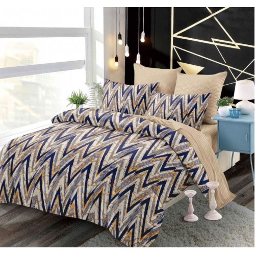 Set Lenjerie Eleganta 6 piese cu elastic din Bumbac Finet, Cearceaf de pat 180x200cm, Pat 2 Persoane, B6040