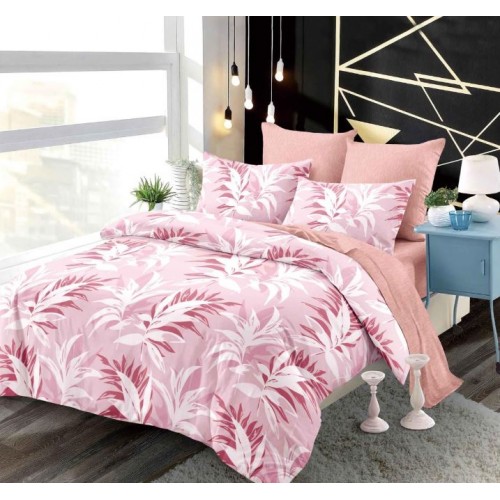 Set Lenjerie Eleganta 6 piese cu elastic din Bumbac Finet, Cearceaf de pat 180x200cm, Pat 2 Persoane, B6053