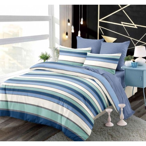 Set Lenjerie Eleganta 6 piese cu elastic din Bumbac Finet, Cearceaf de pat 180x200cm, Pat 2 Persoane, B6047