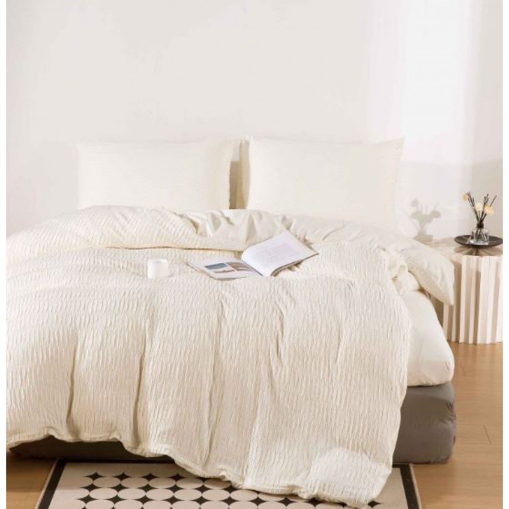 Set Lenjerie Eleganta 4 piese cu elastic din Finet, Creponat, Cearceaf de pat 180x200cm, Pat 2 Persoane, ZT877