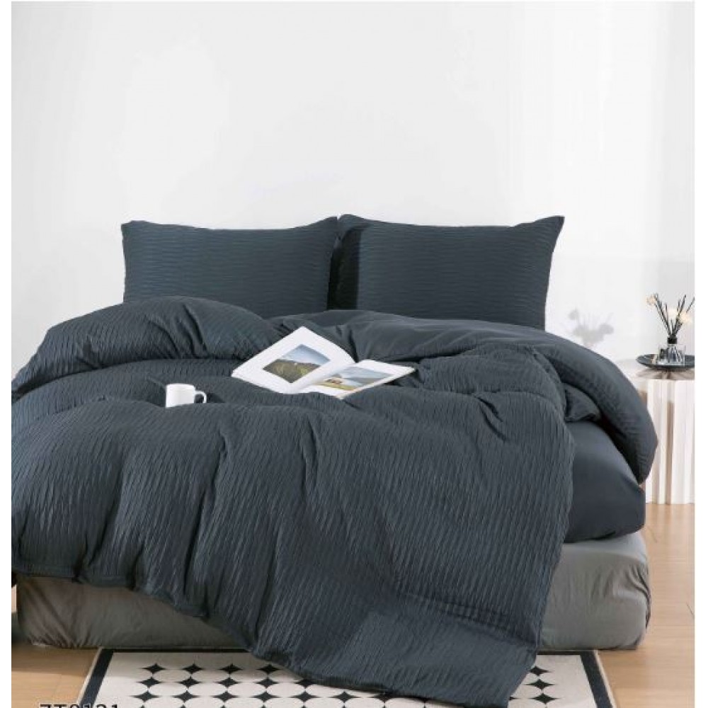 Set Lenjerie Eleganta 4 piese cu elastic din Finet, Creponat, Cearceaf de pat 180x200cm, Pat 2 Persoane, ZT8131