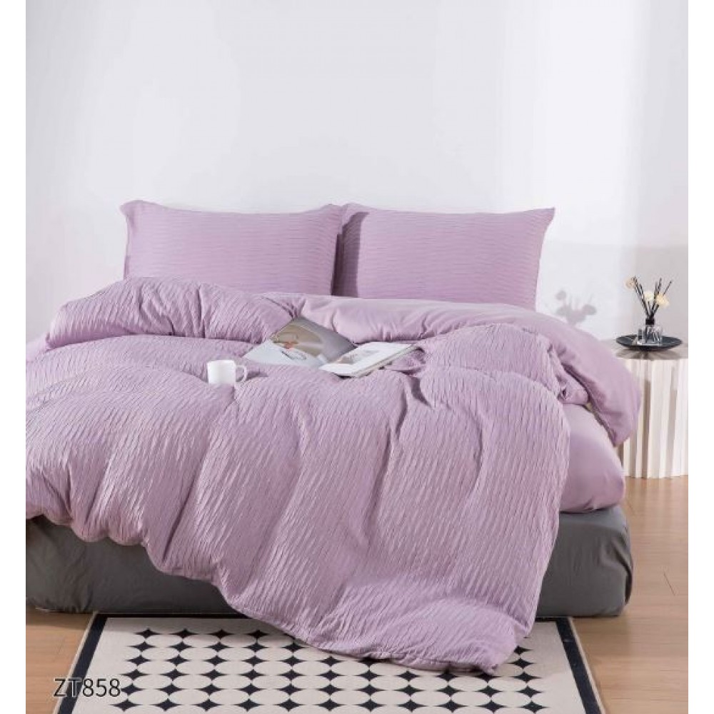 Set Lenjerie Eleganta 4 piese cu elastic din Finet, Creponat, Cearceaf de pat 180x200cm, Pat 2 Persoane, ZT858