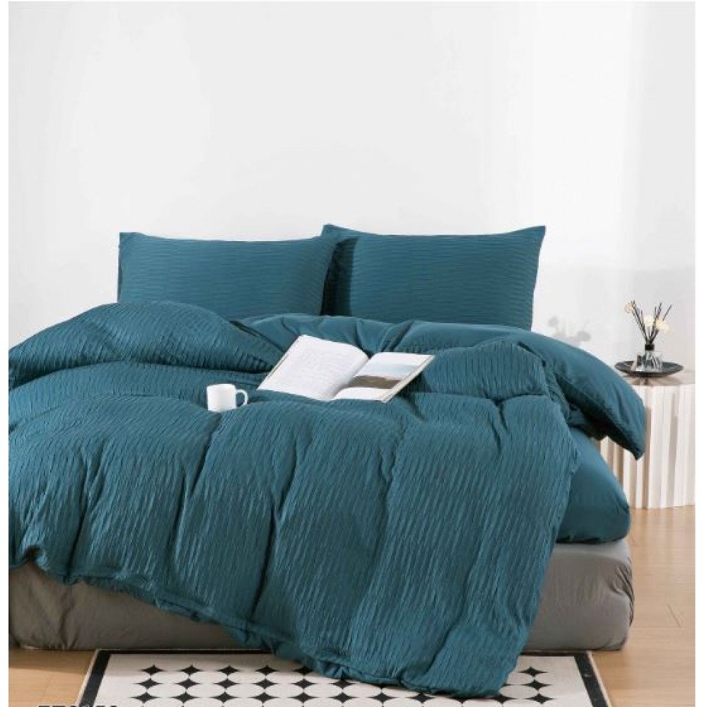 Set Lenjerie Eleganta 4 piese cu elastic din Finet, Creponat, Cearceaf de pat 180x200cm, Pat 2 Persoane, ZT8152