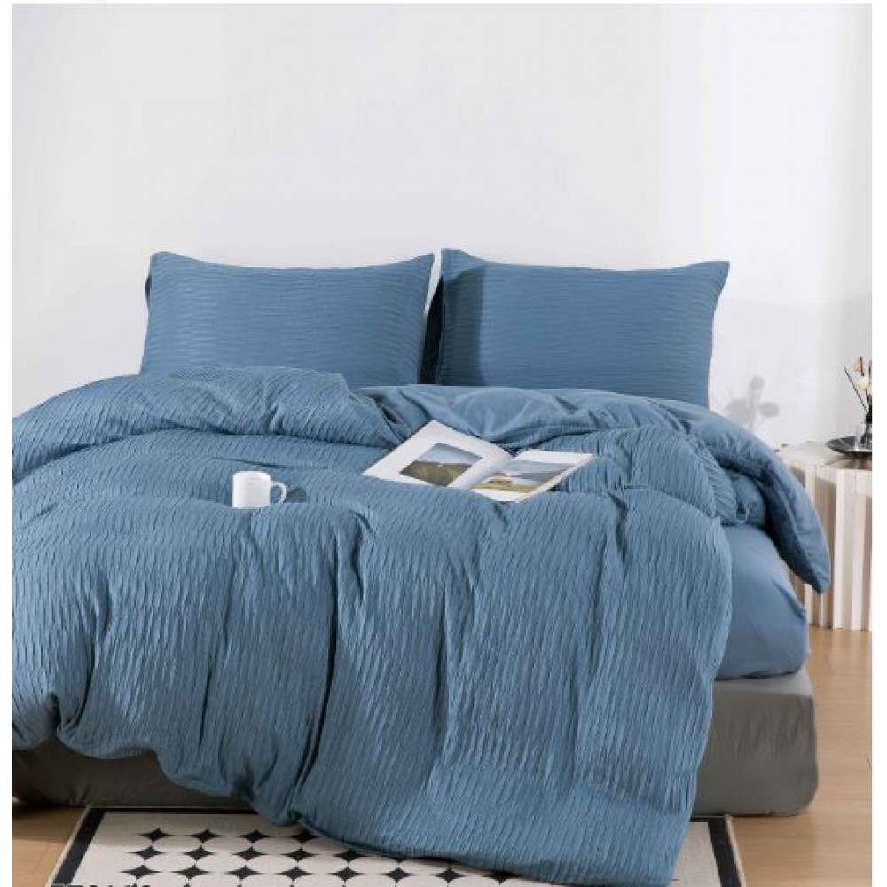 Set Lenjerie Eleganta 4 piese cu elastic din Finet, Creponat, Cearceaf de pat 180x200cm, Pat 2 Persoane, ZT8116