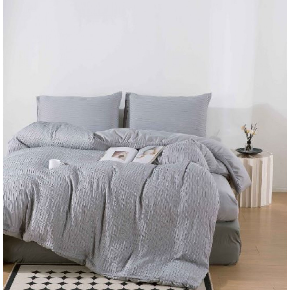 Set Lenjerie Eleganta 4 piese cu elastic din Finet, Creponat, Cearceaf de pat 180x200cm, Pat 2 Persoane, ZT8129