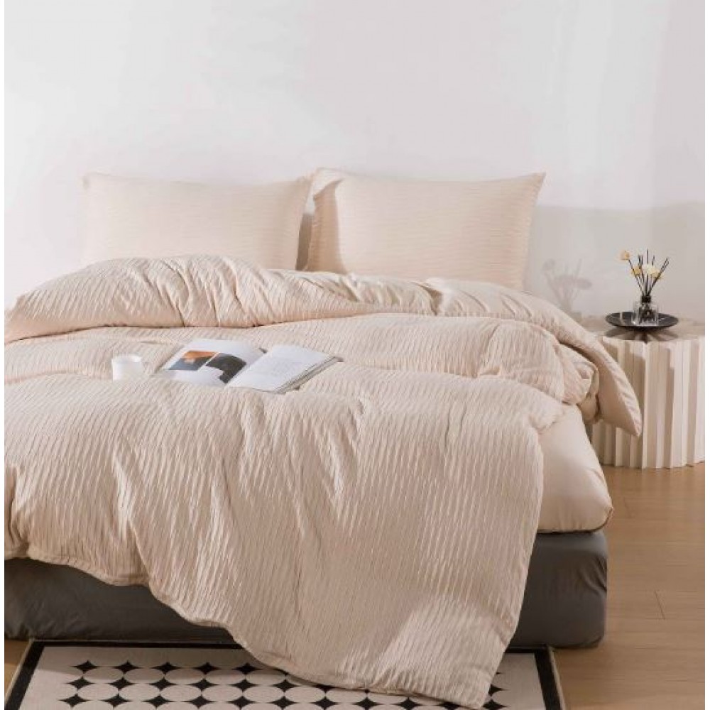 Set Lenjerie Eleganta 4 piese cu elastic din Finet, Creponat, Cearceaf de pat 180x200cm, Pat 2 Persoane, ZT876