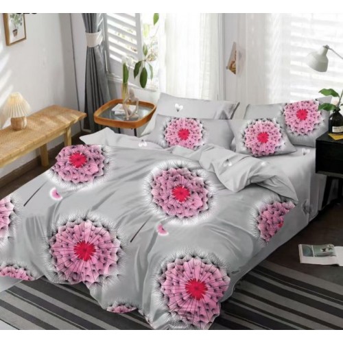 Set Lenjerie Eleganta 6 piese din Bumbac Finet, Cearceaf de pat 245x250cm, Pat 2 Persoane, SEP-829