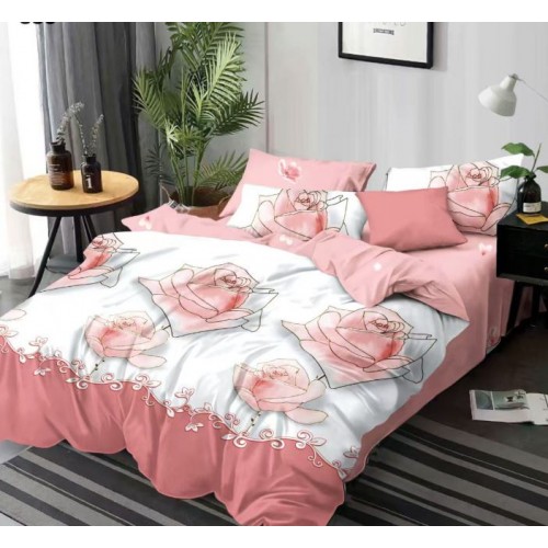 Set Lenjerie Eleganta 6 piese din Bumbac Finet, Cearceaf de pat 245x250cm, Pat 2 Persoane, SEP-830
