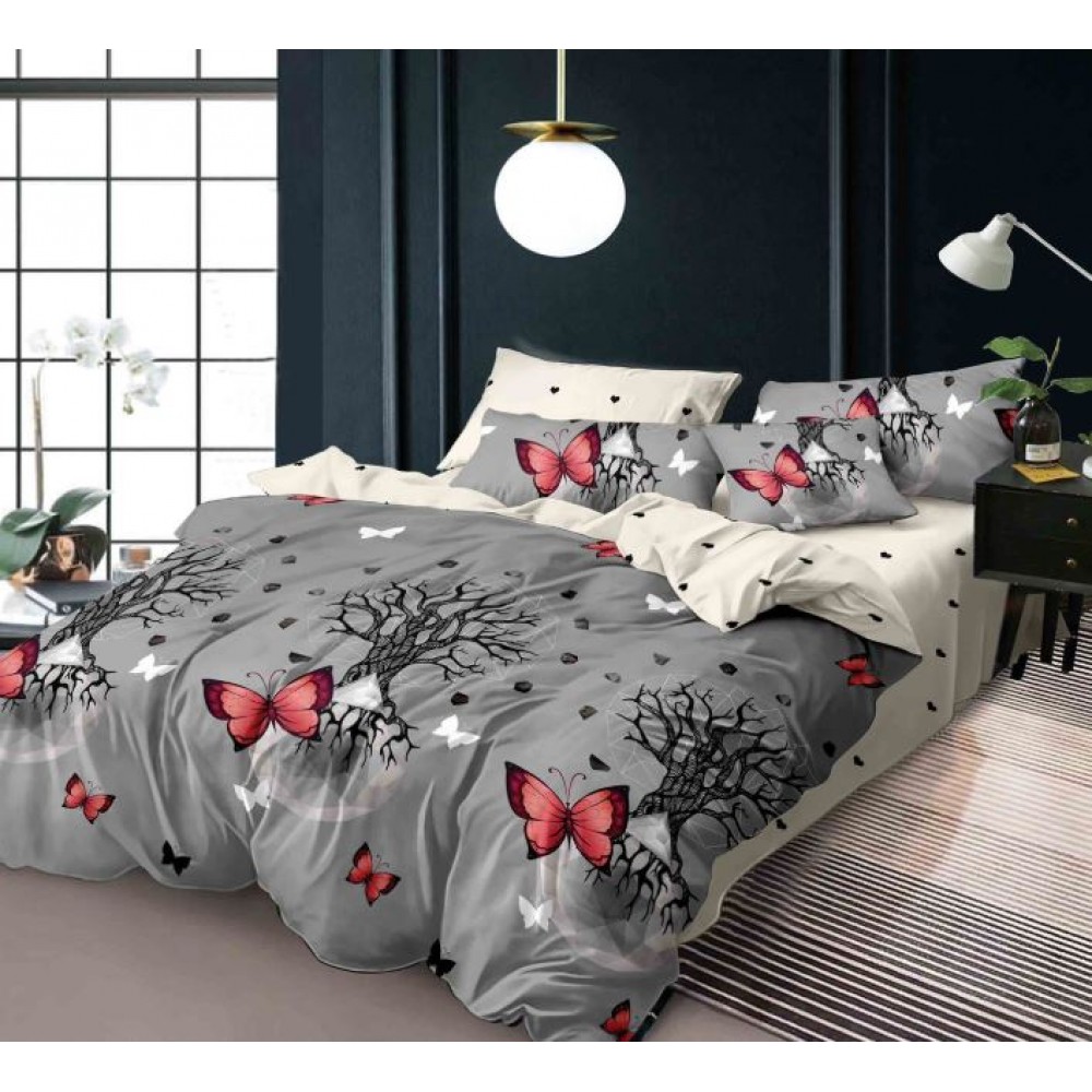 Set Lenjerie Eleganta 6 piese din Bumbac Finet, Cearceaf de pat 245x250cm, Pat 2 Persoane, SEP-324